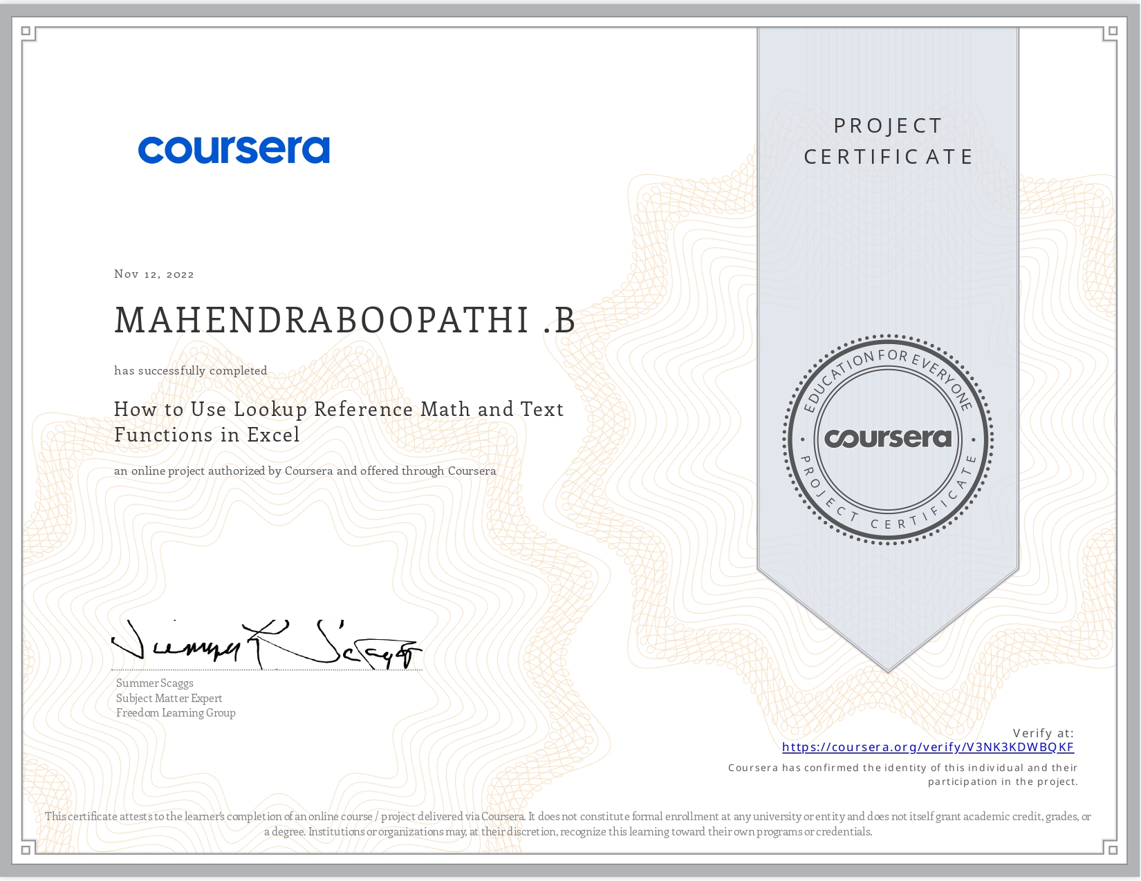 certificate