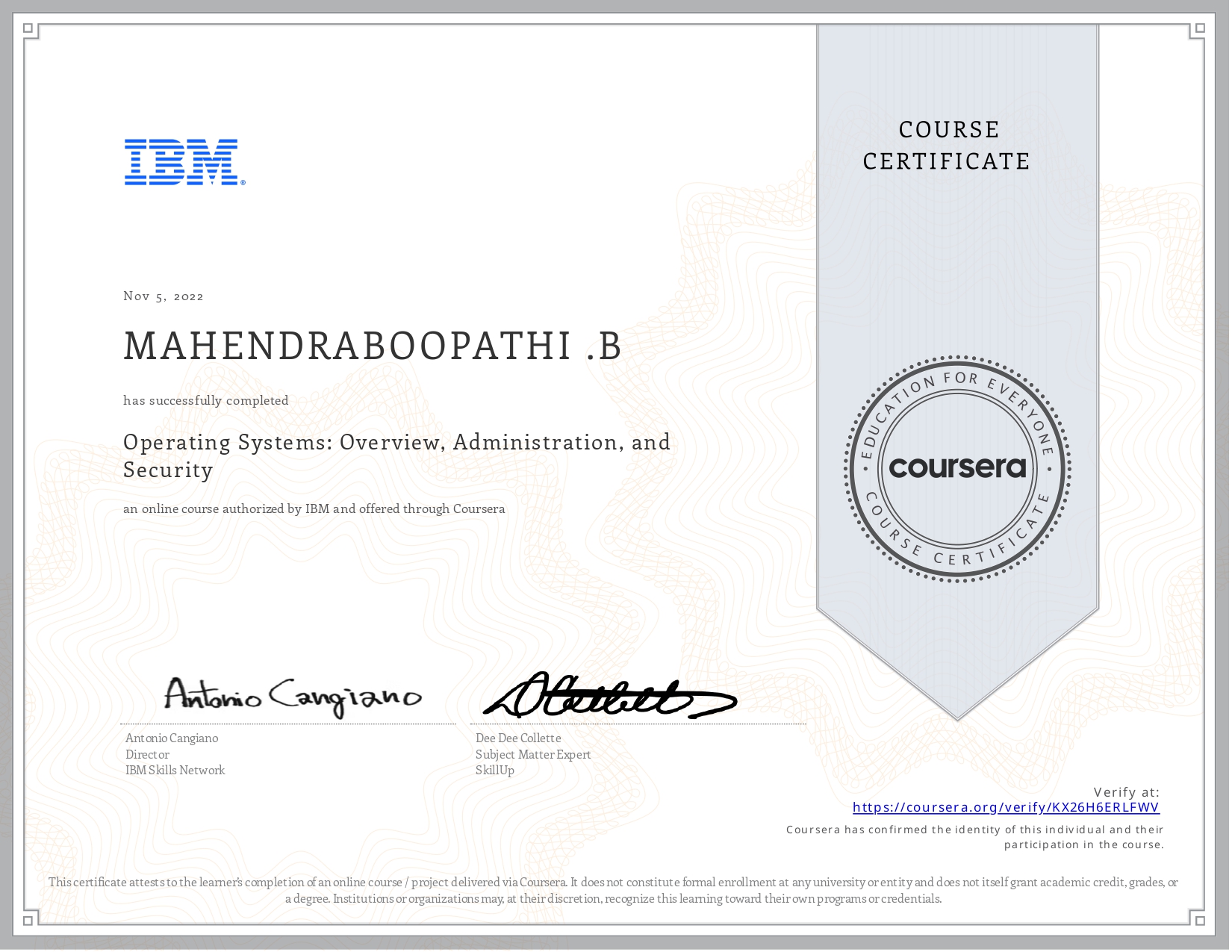 certificate